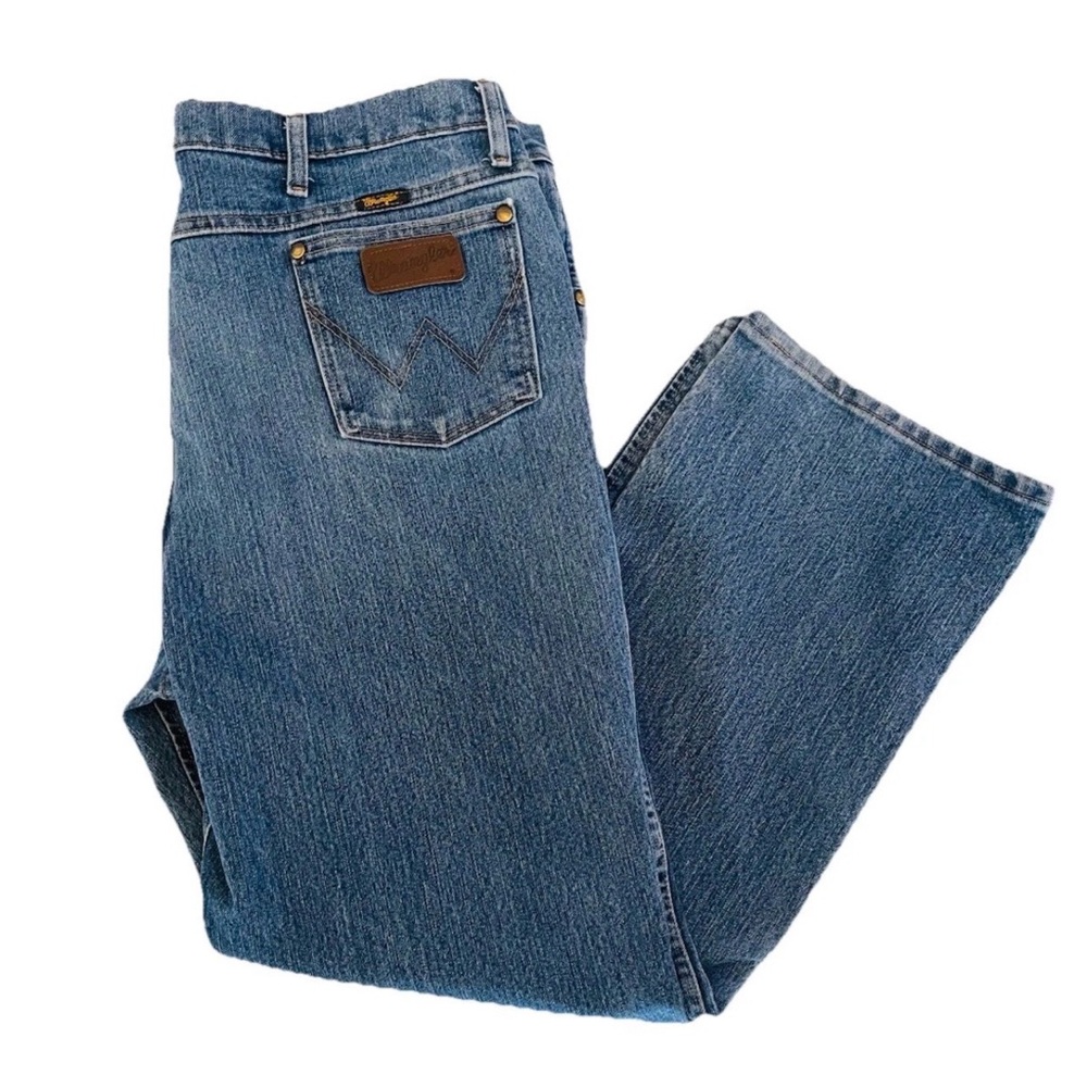 Wrangler Jeans Mens 40x30 Blue Regular Fit Cowboy Cut Bootcut Western 13MWZPW